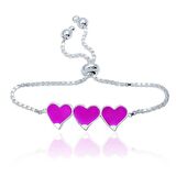 ​Gümüş Pembe Üç Kalp Çocuk Bileklik