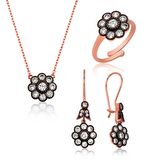 Gümüş Elmas Montür Çiçek Kadın Set