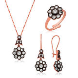 Gümüş Elmas Montür Çiçek Kadın Set