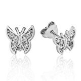 Gümüş Kelebek Çivili Küpe