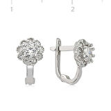 Gümüş Beyaz Taşlı Çiçek Küpe