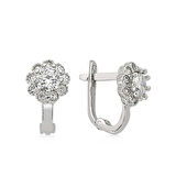 Gümüş Beyaz Taşlı Çiçek Küpe