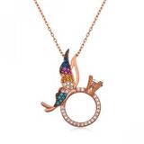 Gümüş Tek Taş Yüzüklü Kelebek Kolye