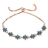 Gümüş Asansörlü Mavi Çiçek Bileklik