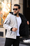 Outdoor Kapüşonlu Su Ve Rüzgar Geçirmez Kapitone Içi Kürklü Elyaf Dolgulu Taş Rengi Softshell Mont