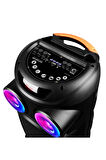 Hepu HP-974 Partybox Hoparlör 20W Güç 3 x 8 Woofer RGB Işık Efektleri Kablosuz Mikrofonlu