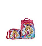 Mor Kumaş Renk Desenli Barbie Çanta + Beslenme + Suluk - Okul Çantası - Barbi Çanta