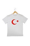 Beyaz Unisex Baskılı Ay Yıldız Tshirt + Balon + Bayrak - 29 Ekim Cumhuriyet Bayramı Tişört