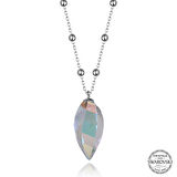 Crystal Taşlı  Top Zincir 925 Ayar Gümüş Kolye