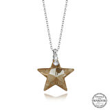 Crystal Taşlı  Top Zincir Yıldız 925 Ayar Gümüş Kolye