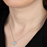 Taşlı  Kalp 925 Ayar Gümüş Kolye