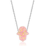 Fatma Ananın Eli Opal Taşlı  Dualı 925 Ayar Gümüş Kolye