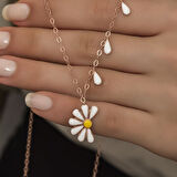 Rodyum Rose Papatya Seviyor Sevmiyor 925 Gümüş Ayar Kadın Kolye