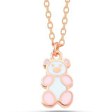 Ayıcık Tasarımlı Rose 925 Gümüş Ayar Kadın Kolye