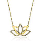 Gold Lotus Zirkon Taşlı 925 Ayar Gümş Kadın Kolye