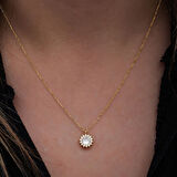 Gold  Minimal Yuvarlak Anturaj 925 Ayar Gümüş Kadın Kolye