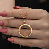 Gold Kaplama Yarım Altın Takılabilir Zirkon Taşlı 925 Ayar Gümüş Kadın Kolye