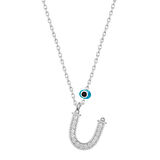 Ü Harfi Nazarlı 925 Ayar Gümüş Kadın Kolye