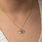 Opal  Taşlı Rose Lotus Çiçegi 925 Ayar Gümüş Kadın Kolye