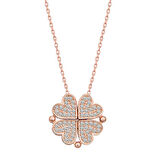 Rose Açılabilen Yonca 925 Ayar Gümüş Kadın Kolye