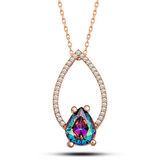 Rose Mistik Topaz Zirkon Taşlı 925 Ayar Gümüş Kadın Kolye