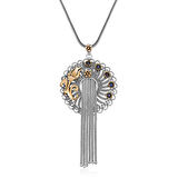 Telkari Mavi Taşlı 925 Ayar Gümüş Kadın Kolye