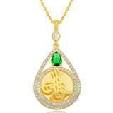 Gold Tuğralı Zirkon Taşlı 925 Ayar Gümüş Kadın Kolye