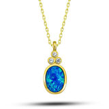 Gold  Opal Taşlı 925 Ayar Gümş Kadın Kolye