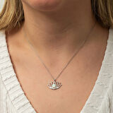 Opal Taşlı Lotus 925 Ayar Gümüş Kadın Kolye