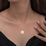 Gold Fil Motifli Şans 925 Ayar Gümüş Kadın Kolye