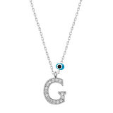 G Harfi Nazarlı 925 Ayar Gümüş Kadın Kolye