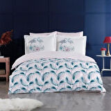 POPLİN TEK KİŞİLİK COMPLETTE SET FLORİNA TURKUAZ