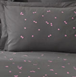 Hobby Çift Kişilik Poplin Premium Nakışlı Nevresim Spring Gri