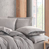 PRİVATE ÇİFT KİŞİLİK NEVRESİM TAKIMI İPLİĞİ BOYALI GRİ