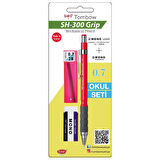 Tombow SH-300 Grip 0,7mm Koyu Pembe Versatil Kalem Okul Seti GR83