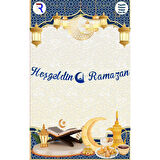 Lacivert Lüks Hoşgeldin Ramazan Temalı Stickerlı Ledli Süsleme Seti 7 Parça (Paket:2)