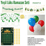 Yeşil Lüks Hoşgeldin Ramazan Temalı Stickerlı Ledli Süsleme Seti (Paket:3)
