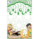 Yeşil Lüks Hoşgeldin Ramazan Temalı Stickerlı Ledli Süsleme Seti (Paket:3)