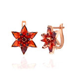 Gümüş Rose Kırmızı Lotus Çiçeği Sallantılı Kadın Küpe