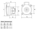 Bemis 1X16A 200/250V Mavi Pano Prizi Yatay Giriş IP44