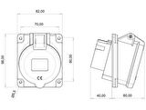 Bemis CEE Norm 5X32A 380V IP44 45 Derece Eğik Makina Prizi