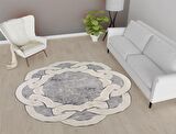 Vitaus Kaymaz Tabanlı Yıkanabilir Halı FGR-S416-Yuvarlak-80x80