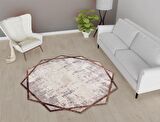 Vitaus Kaymaz Tabanlı Yıkanabilir Halı FGR-S414-Yuvarlak-80x80
