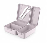 Titiz Takeaway 2 Bölmeli Yemek Kabı - Kaşıklı & Çatal Setli Pratik Yemeği Kabı Lila Rengi