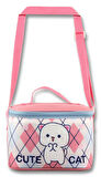 Ümit Çanta Termoslu/Isı Yalıtımlı Beslenme Çantası - 5025 - Love Cute Cat, Beyaz Pembe (Kız Çocuk)