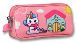 Ümit Çanta 5053 (Unicorn Desenli - Pembe Yeşil Renkli) Kız Çocuk Kalem Çantası