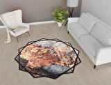 Vitaus Kaymaz Tabanlı Yıkanabilir Halı FGR-S413-Yuvarlak-80x80