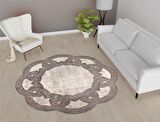 Vitaus Kaymaz Tabanlı Yıkanabilir Halı FGR-S415-Yuvarlak-80x80