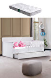 Yavrulu Karyola, Flora Yavrulu Montessori Karyola - Beyaz + 1 Adet Comfort Yatak