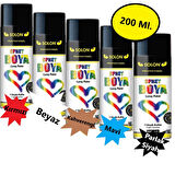 Rengarenk Sprey Boya 200 Ml (Sarı, Mavi, Yeşil, Kırmızı ve Parlak Siyah) 5 Renk) 5 Renk